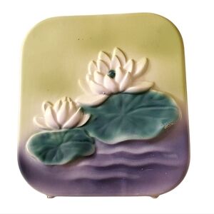 Vintage Art Deco Square Water Lilies Vase